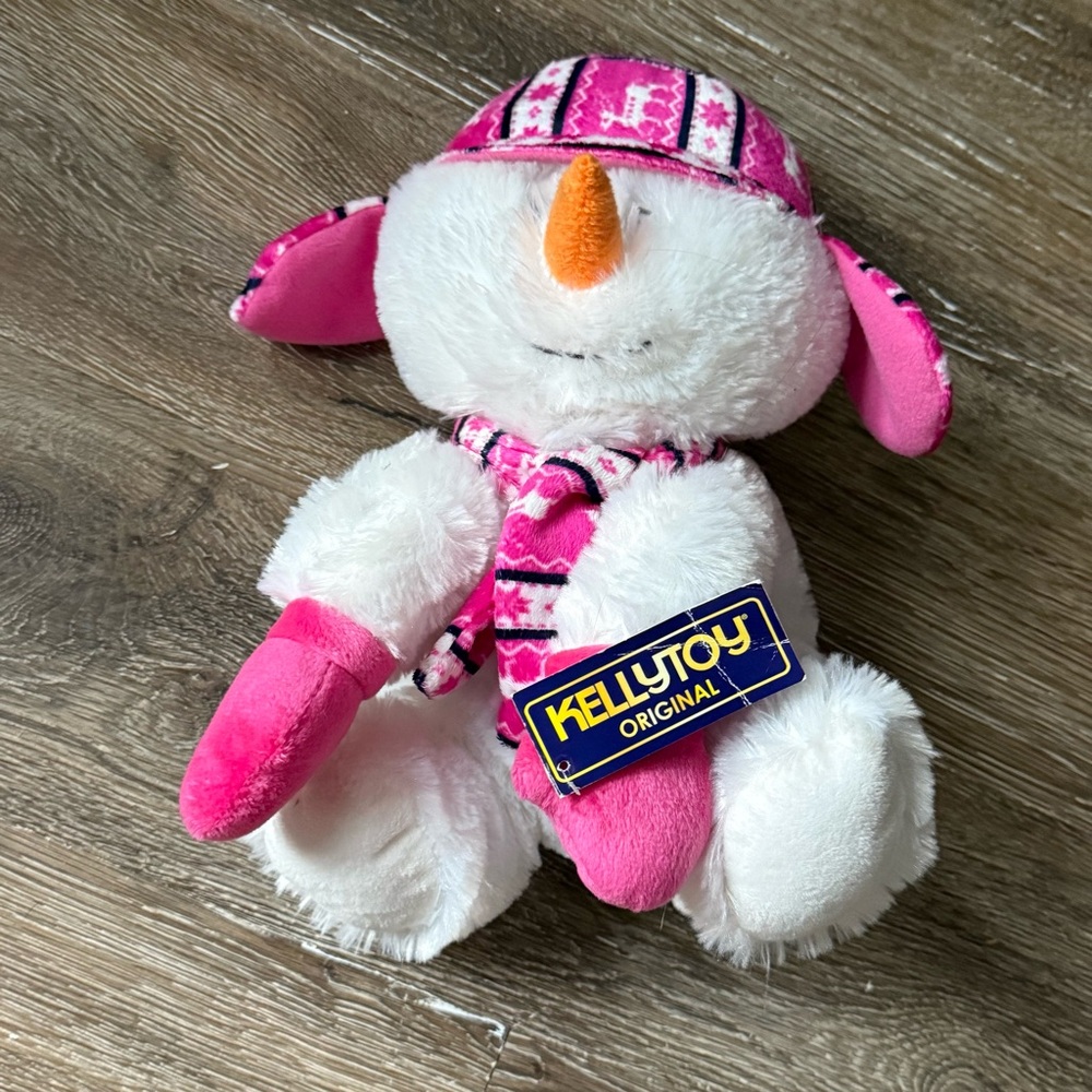Kellytoy Pink and White Snowman Plush Toy‎